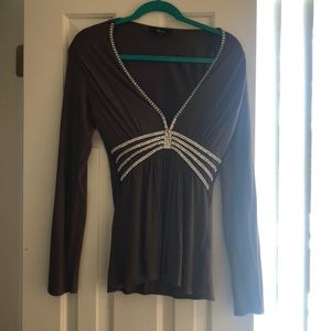 Sky Rhinestone Top Brown